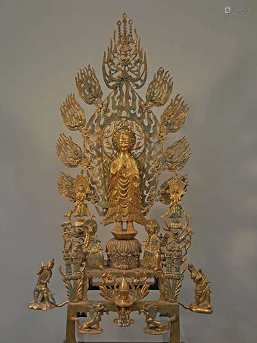 NORTHERN WEI DYNASTY BRONZE GILDED BODHISATTVAS