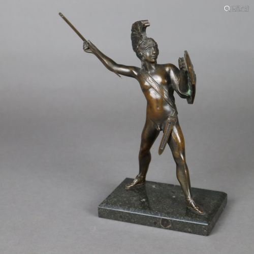 Griechischer Krieger - Bronzefigur, braun patiniert,