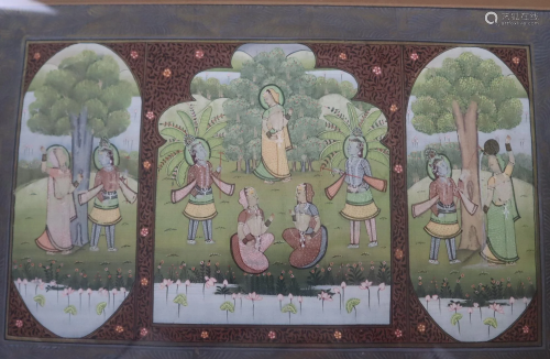 Miniaturmalerei - Indien, Gouache auf Textil , teils