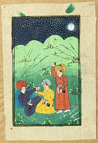 Persische Miniaturmalerei - Nächtliche L…
