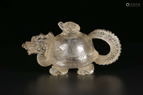 A QING DYNASTY CRYSTAL TURTLE POT