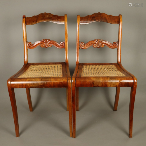Paar Stühle mit Geflecht - Holz, Rücklehne mit