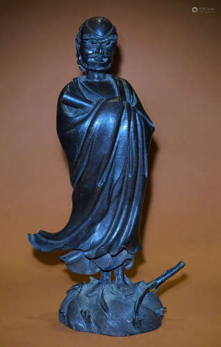 AN LATE QING DYNASTY OLD BRONZE ORNAMENT FOR THE STATUE OF CROSSING THE RIVER