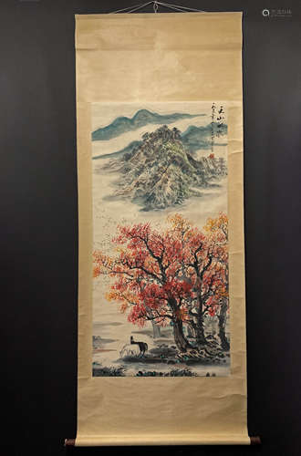 A CHINESE PAINTING,GUAN SHANYUE GRAZING IN TIANSHAN MOUNTAINS