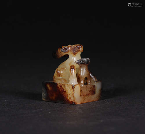 A HAN DYNASTY DOUBLE DEER SEAL