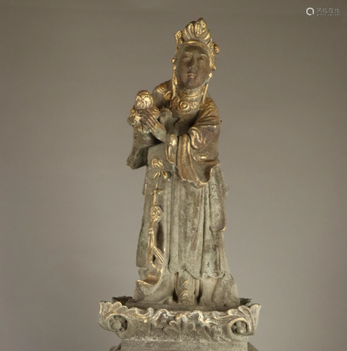 Daoistische Göttin auf Pfeiler-Fragment - China,