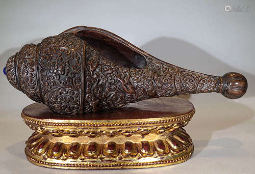 A QING DYNASTY AGARWOOD CONCH