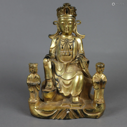 Figurengruppe mit zentraler Guanyin und Akolyth…