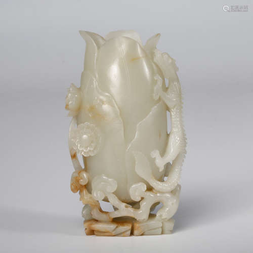 A Chinese White Jade Flower Vase