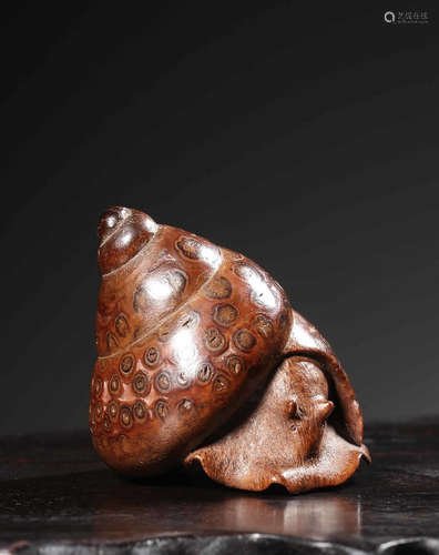 A Chinese Bamboo Carved Sea Conch