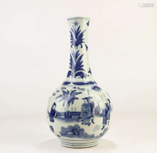 A Chinese Blue White Figural Porcelain Vase