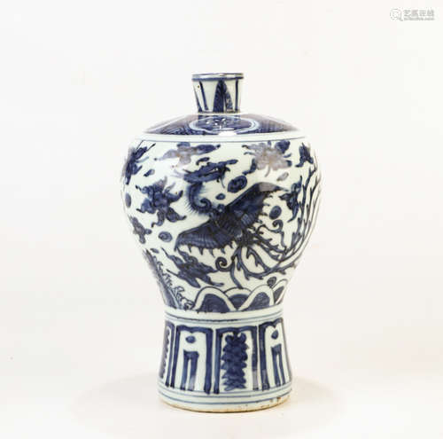 A Chinese Blue White Phoenix Porcelain Vase