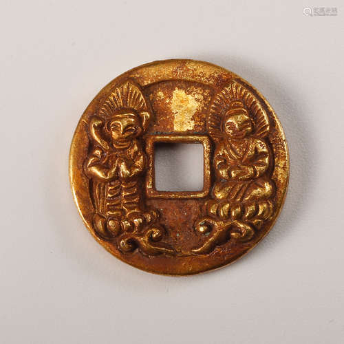 A Chinese Gilt Bronze Coin