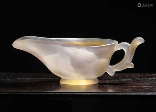 A Chinese Agate Carved Libation Cup