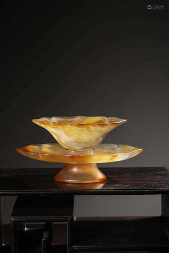 A Chinese Agate Cup And Saucer