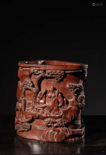 A Chinese Huangyang Wood Brush Pot