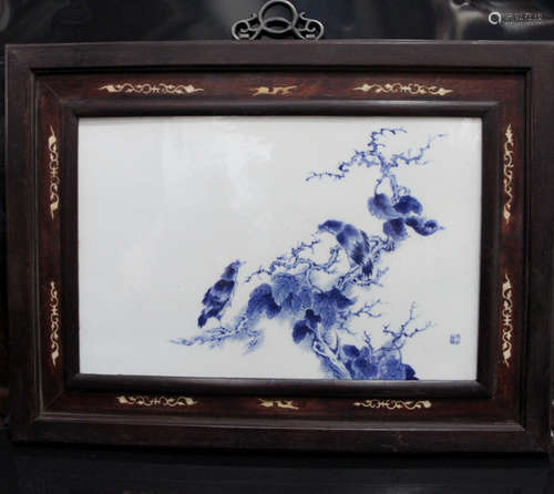 A Chinese Blue White Porcelain Plaque Wall Panel