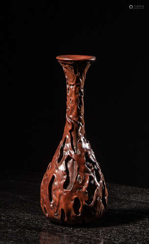 A Chinese Huangyang Wood Carved Vase