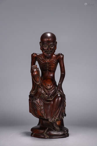 A Chinese Hardwood Carved Lohan