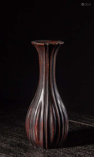 A Chinese Hardwood Flower Vase
