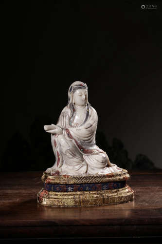 A Chinese Soapstone Carved Seated Guanyin