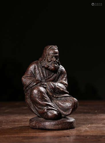 A Chinese Bamboo Carved Seated Damo