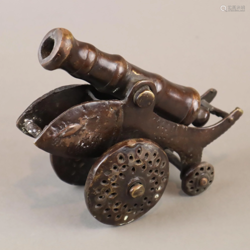 Kleine Kanone - Bronze-Modell, bewegliches Rohr auf