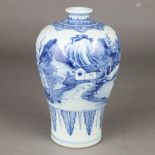 Blau-Weiße Meipingvase - China, Porzellan mit blauer