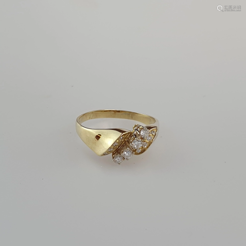 Diamantring - Gelbgold 585/000, gestempelt, Ringkopf
