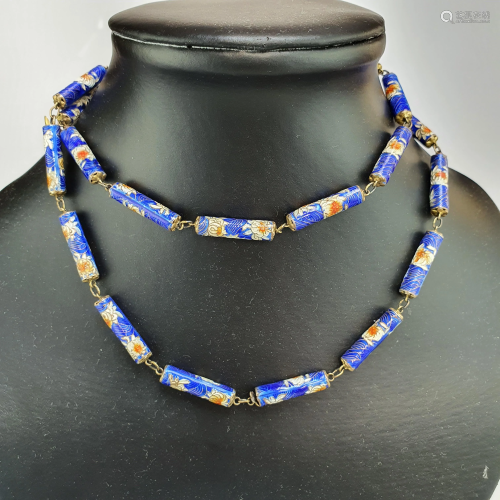 Cloisonné-Halskette - zylindrische Elemente mit