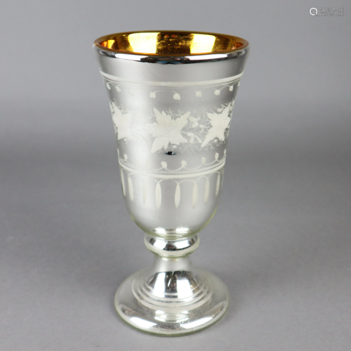 Bauernsilber-Pokal - um 1900, farbloses Glas mit
