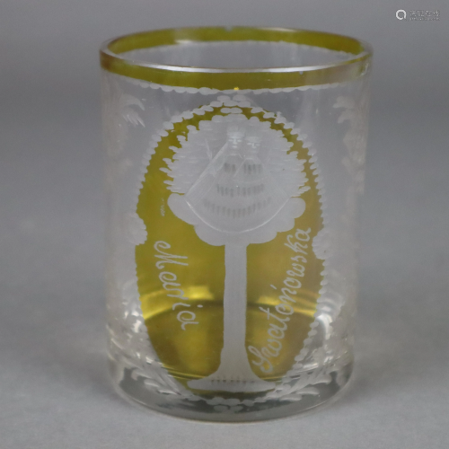 Biedermeier-Glasbecher - klares Glas, geschliffen,