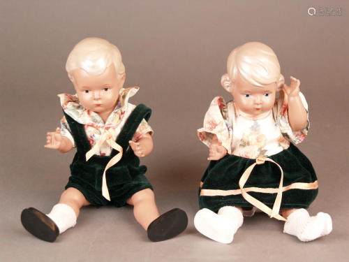 Paar Schildkröt-Puppen - Junge und Mädchen, gemarkt…