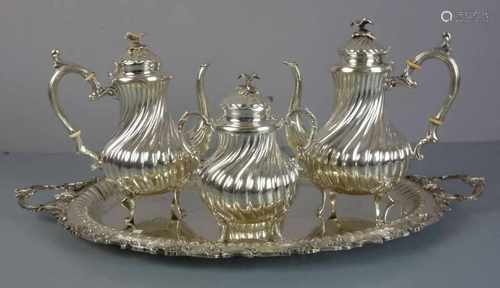 KAFFEEKERN AUF TABLETT / silver coffee set, 20. Jh., 900er Silber, Gesamtgewicht 3929 Gramm,