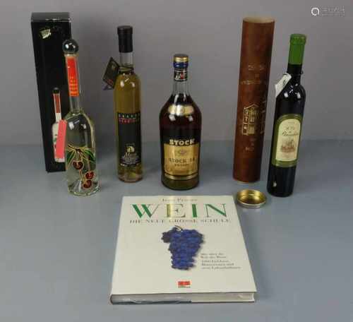 KONVOLUT SPIRITUOSEN UND BUCH zum Thema Wein, Jens Priewe: 