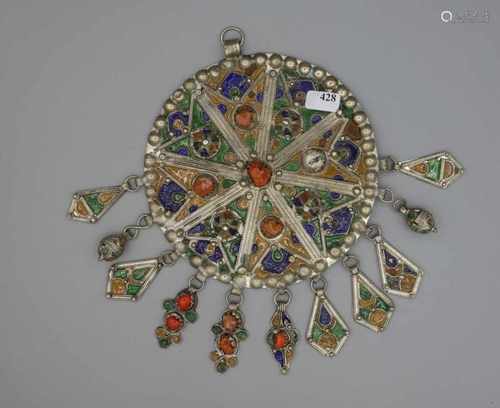 BERBER-SCHMUCK: DEKOR-ELEMENT / ANHÄNGERSCHEIBE / oriental accessoires / pendant, 19. Jh.,