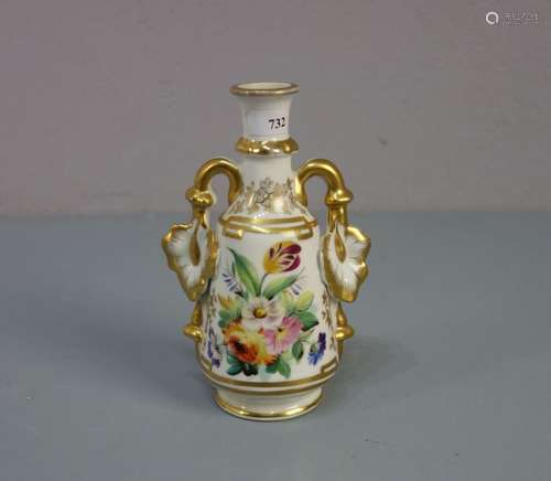 BIEDERMEIER - VASE, Porzellan, unter dem Stand vertieft gemarkt 