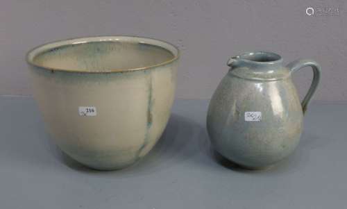 SCHALE UND KRUG / bowl and jug, Keramik / Studiokeramik, Töpferei Gisela (geb. 1938) und Walter (