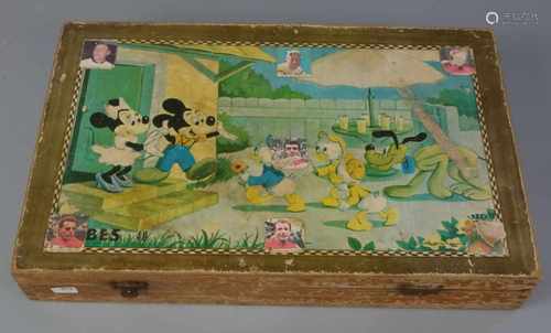 SELTENES ORIGINALES DISNEY PUZZLESPIEL in Würfelform in der Art eines Baukastens mit vier