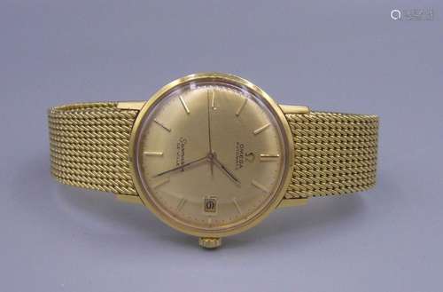 GOLDENE ARMBANDUHR / wristwatch, Automatik-Uhr, Manufaktur Omega, Modell 