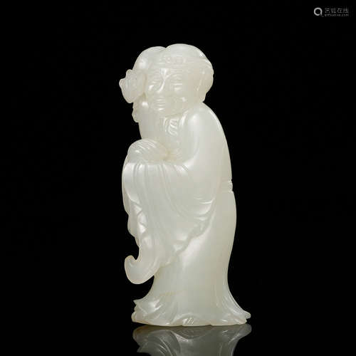 A Chinese White Jade Carved Lohan