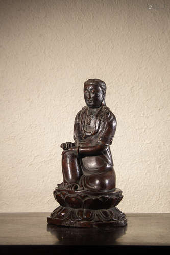 A Chinese Bamboo Root Carved Guanyin