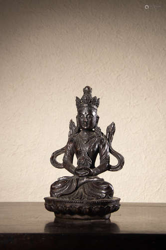 A Chinese Bamboo Root Carved Tara