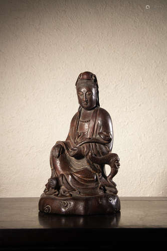 A Chinese Bamboo Root Carved Guanyin