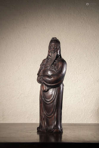 A Chinese Hardwood Carved Guandi