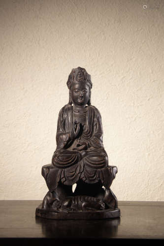 A Chinese Bamboo Root Carved Manjusri