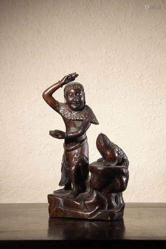 A Chinese Bamboo Root Carved Liuhai And Toad