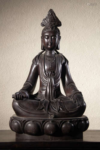 A Chinese Sandal Wood Carved Guanyin