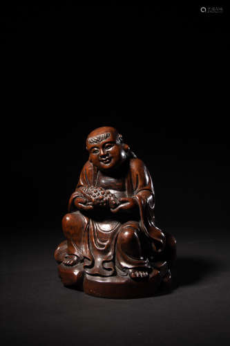 A Chinese Bamboo Root Carved Liuhai And Toad