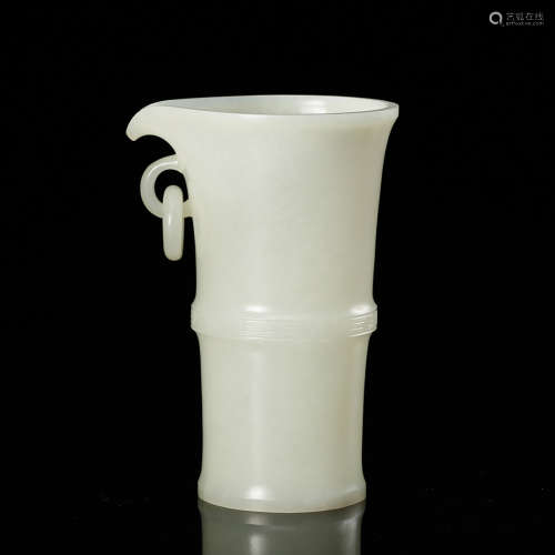 A Chinese White Jade Bamboo Style Cup